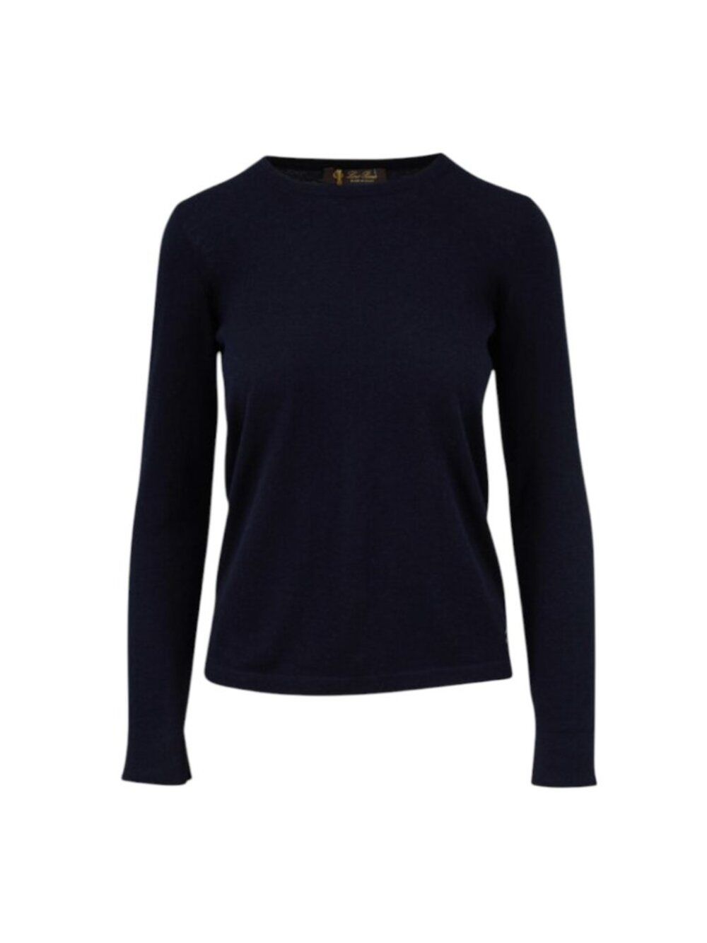 Loro Piana Cashmere Sweater Womens 46 Medium Large Navy Blue Crew Neck Pullover
